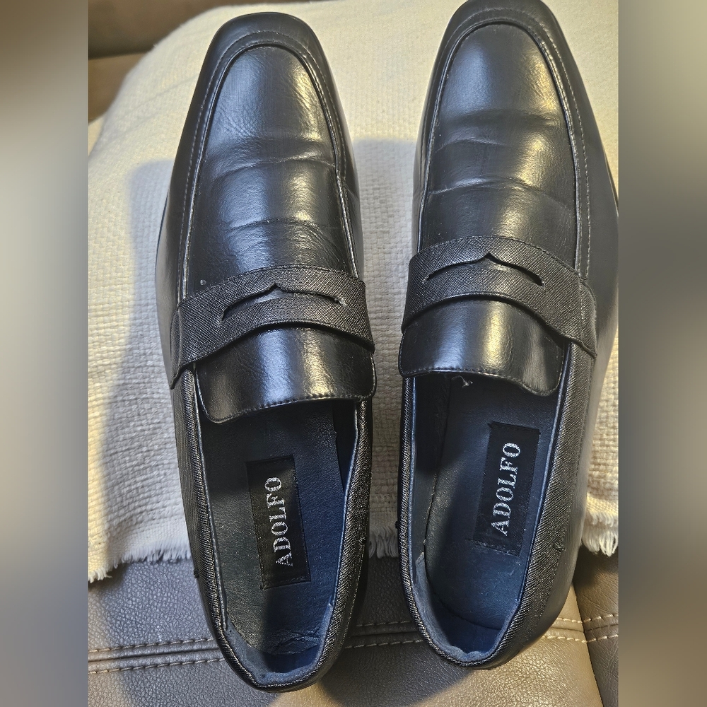 ADOLFO MEN LEATHER LOAFER Black Size 11